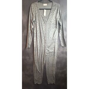 Anthropologie T.La Crystal Lounge Jumpsuit M Gray Oversized Loungewear One Piece